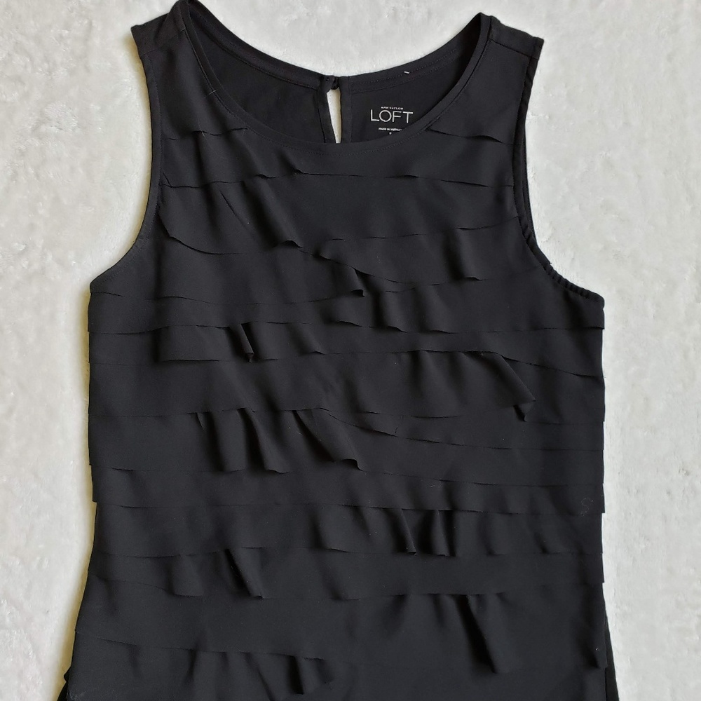 LOFT Flowy Layered Ruffle Shell Tank